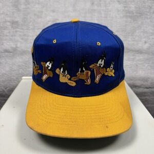 Looney Tunes Hat Mens Snapback Blue Vtg 1994 Daffy Duck Facesr Wrap Around